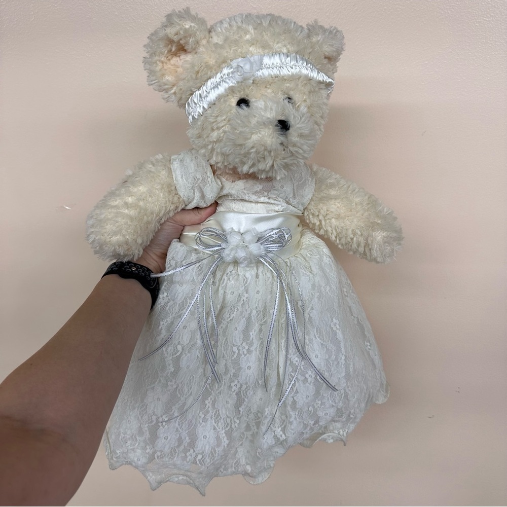 Quince Teddy Bear with Ivory dress